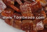 CAG644 15.5 inches 15mm square natural fire agate beads wholesale