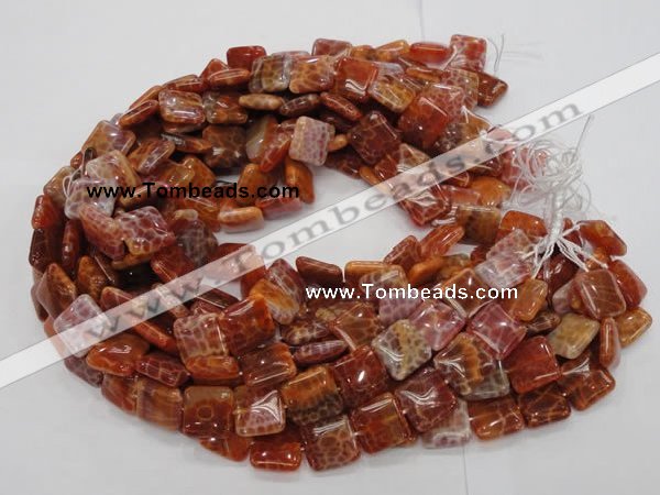 CAG644 15.5 inches 15mm square natural fire agate beads wholesale