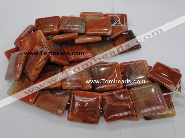 CAG646 15.5 inches 40mm square natural fire agate beads wholesale