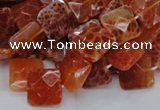 CAG649 15.5 inches 10*10mm faceted square natural fire agate beads