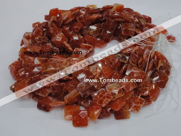 CAG649 15.5 inches 10*10mm faceted square natural fire agate beads