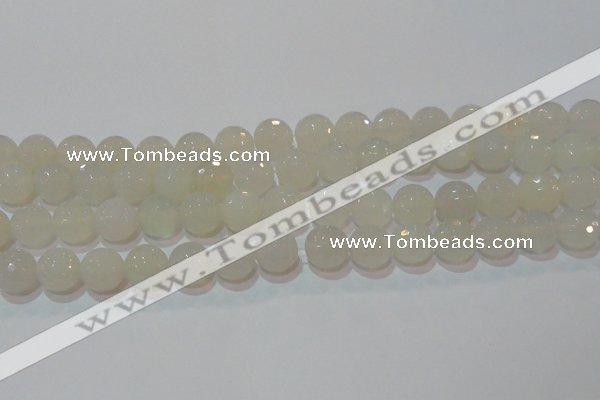 CAG6515 15.5 inches 14mm faceted round Brazilian white agate beads