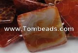 CAG653 15.5 inches 40*40mm faceted square natural fire agate beads