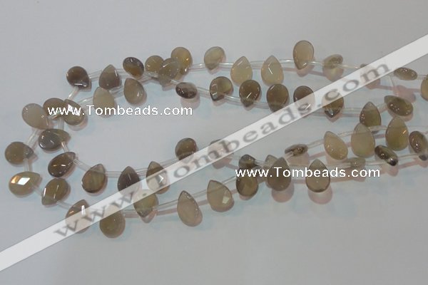 CAG6546 Top-drilled 10*14mm briolette Brazilian grey agate beads