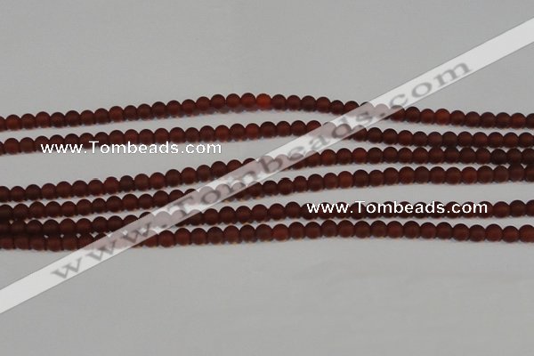 CAG6550 15.5 inches 4mm round matte red agate beads wholesale