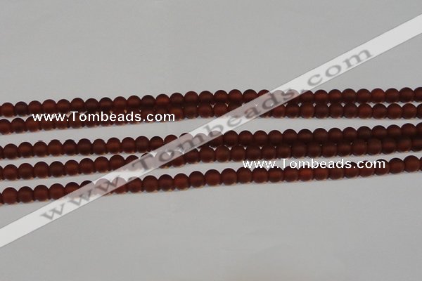 CAG6551 15.5 inches 5mm round matte red agate beads wholesale