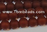 CAG6553 15.5 inches 7mm round matte red agate beads wholesale