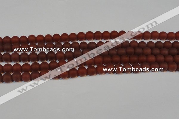 CAG6553 15.5 inches 7mm round matte red agate beads wholesale