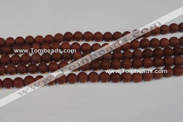 CAG6554 15.5 inches 8mm round matte red agate beads wholesale