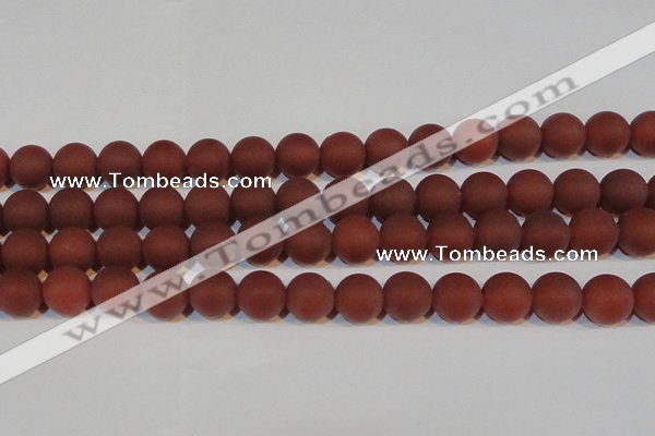 CAG6556 15.5 inches 12mm round matte red agate beads wholesale