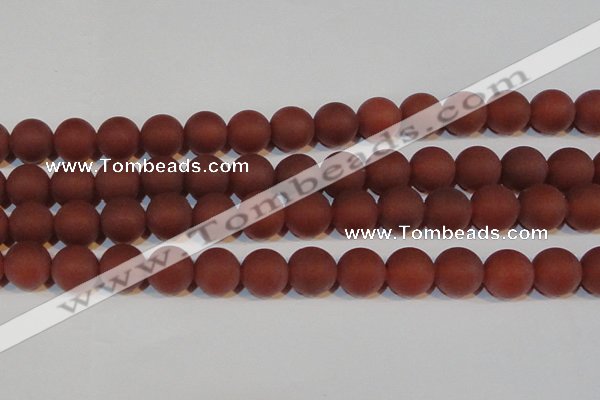 CAG6557 15.5 inches 14mm round matte red agate beads wholesale