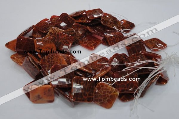 CAG656 15.5 inches 18*18mm faceted rhombic natural fire agate beads