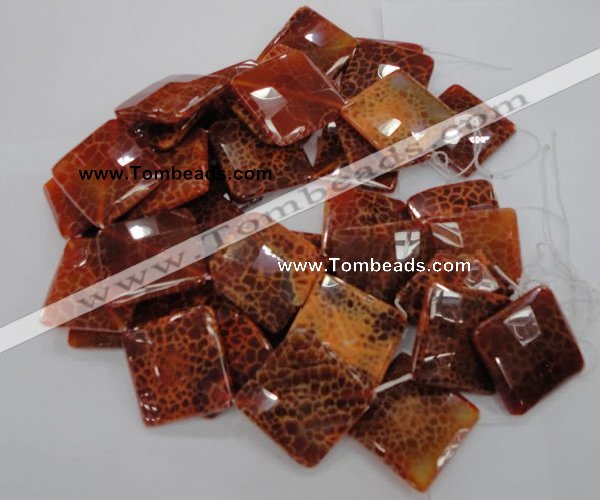 CAG658 15.5 inches 30*30mm faceted rhombic natural fire agate beads