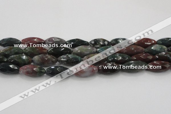 CAG6580 15.5 inches 11*25mm faceted rice Indian agate beads