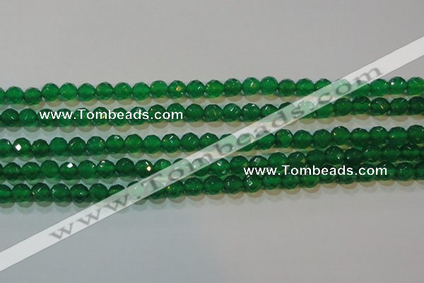 CAG6611 15.5 inches 4mm faceted round green agate gemstone beads