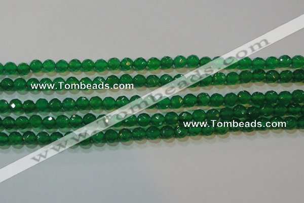 CAG6612 15.5 inches 6mm faceted round green agate gemstone beads