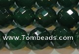 CAG6616 15.5 inches 14mm faceted round green agate gemstone beads