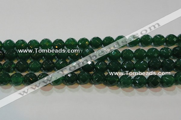 CAG6616 15.5 inches 14mm faceted round green agate gemstone beads