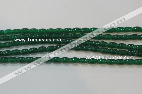 CAG6622 15.5 inches 6*9mm rice green agate gemstone beads