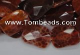 CAG663 15.5 inches 15*20mm faceted rectangle natural fire agate beads