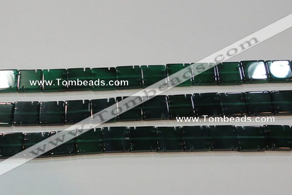 CAG6638 15.5 inches 14*14mm square green agate gemstone beads