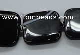 CAG6680 15.5 inches 25*25mm square black line agate beads