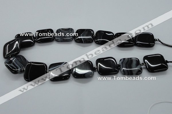 CAG6680 15.5 inches 25*25mm square black line agate beads