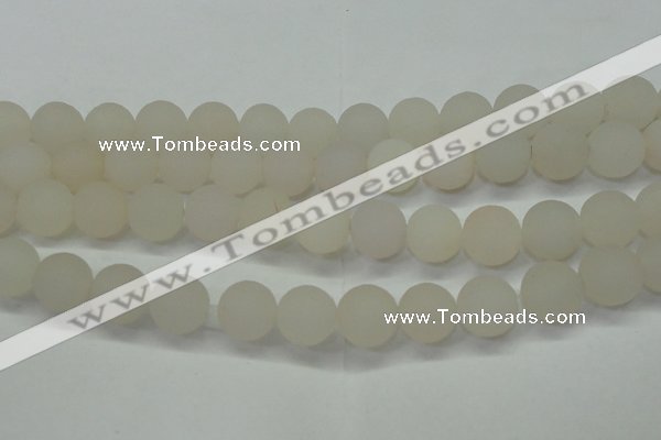 CAG6682 15 inches 12mm round white pilates agate beads