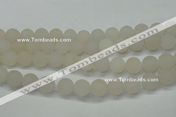 CAG6683 15 inches 14mm round white pilates agate beads