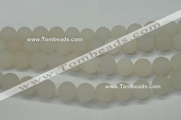 CAG6684 15 inches 16mm round white pilates agate beads