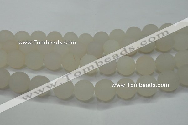 CAG6685 15 inches 18mm round white pilates agate beads