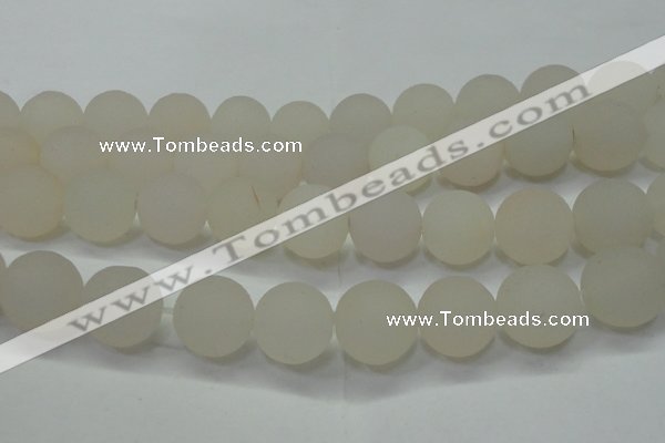 CAG6686 15 inches 18mm round white pilates agate beads