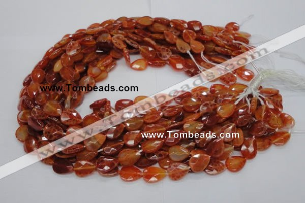 CAG669 15.5 inches 10*14mm faceted flat teardrop natural fire agate beads