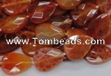 CAG670 15.5 inches 13*18mm faceted flat teardrop natural fire agate beads