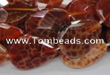 CAG672 15.5 inches 20*30mm faceted flat teardrop natural fire agate beads