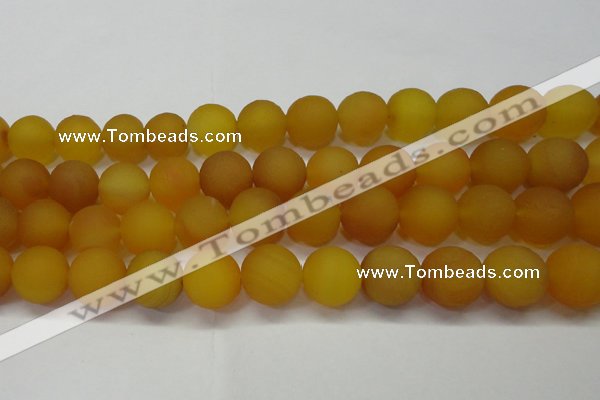 CAG6723 15 inches 14mm round yellow pilates agate beads