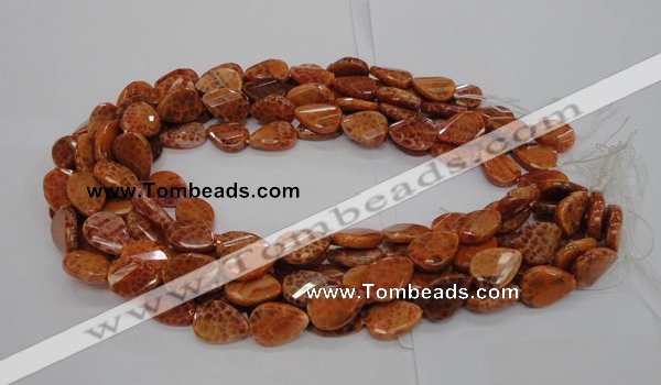 CAG674 15.5 inch 15*20mm faceted teardrop twisted natural fire agate beads