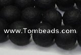 CAG6740 15 inches 8mm round black pilates agate beads