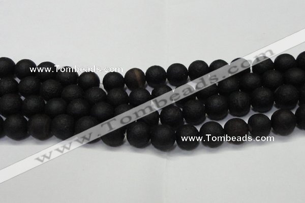 CAG6741 15 inches 10mm round black pilates agate beads