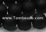 CAG6742 15 inches 12mm round black pilates agate beads