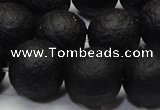 CAG6743 15 inches 14mm round black pilates agate beads