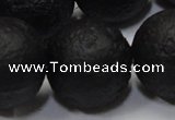 CAG6746 15 inches 20mm round black pilates agate beads