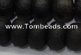 CAG6748 15 inches 10*14mm rondelle black pilates agate beads