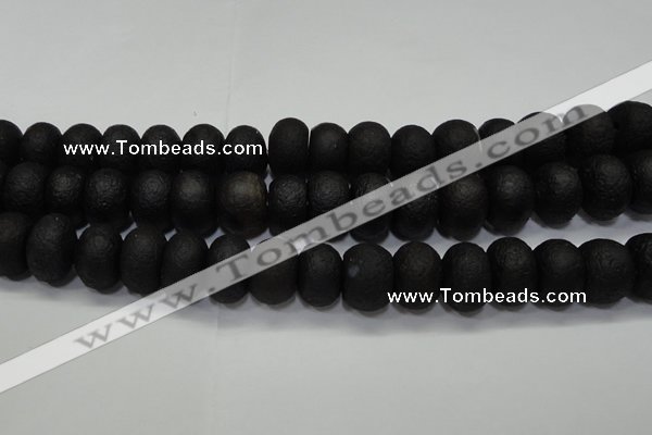 CAG6748 15 inches 10*14mm rondelle black pilates agate beads