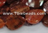 CAG675 15.5 inch 18*25mm faceted teardrop twisted natural fire agate beads