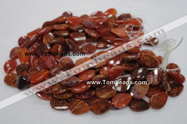 CAG675 15.5 inch 18*25mm faceted teardrop twisted natural fire agate beads