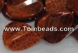 CAG676 15.5 inch 23*30mm faceted teardrop twisted natural fire agate beads