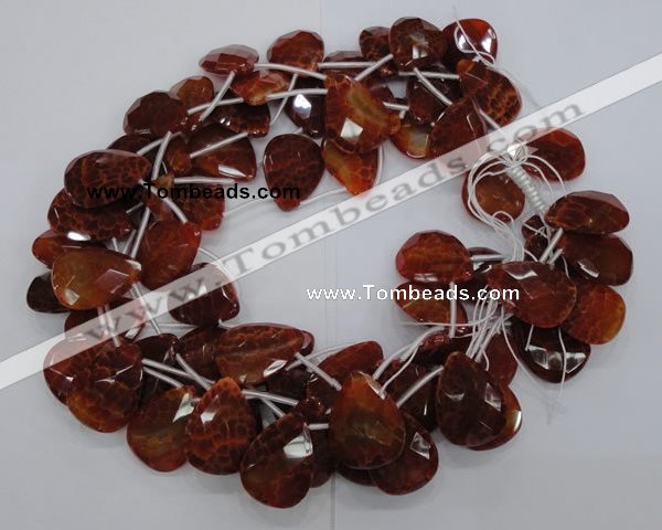 CAG679 15.5 inches 15*20mm faceted teardrop natural fire agate beads