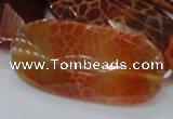 CAG681 15.5 inches 25*50mm faceted freeform natural fire agate beads