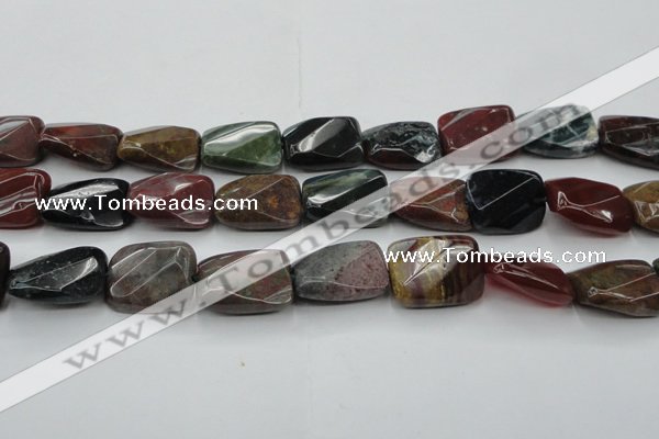 CAG6814 15.5 inches 16*22mm faceted & twisted rectangle Indian agate beads